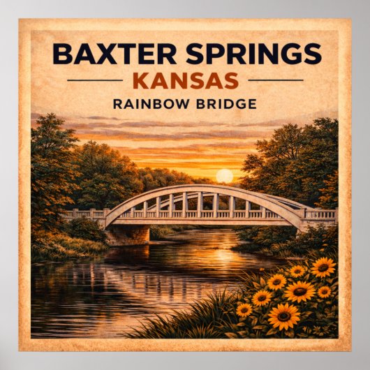 Route 66 Baxter Springs Rainbow Bridge Poster (Voorkant)