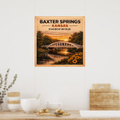 Route 66 Baxter Springs Regenboogbrug Poster (Keuken)
