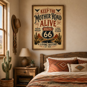 route 66 Behoud Americana Mother Road Erfgoed Poster