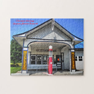Route 66 Benzine Stations. Kerstgroeten Legpuzzel