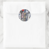route 66 benzinestation kunst ronde sticker (Tas)
