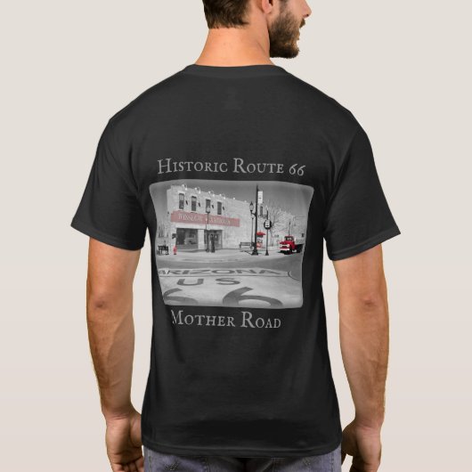 Route 66  Bestemming Winslow Arizona Foto T-shirt (Achterkant)