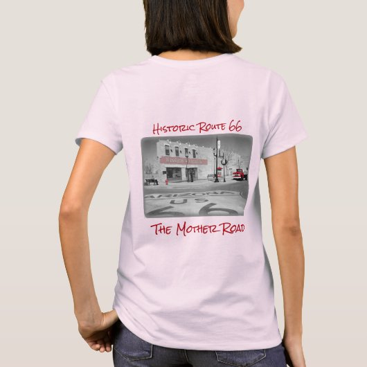 Route 66  Bestemming Winslow Arizona Foto T-shirt (Achterkant)