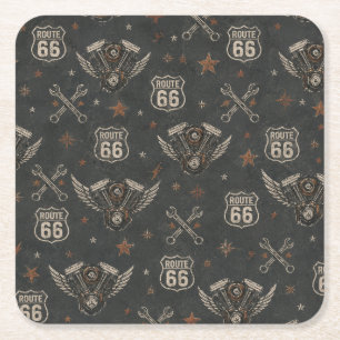 Route 66 Biker Garage Drink Decoratie Kartonnen Onderzetters