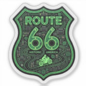 Route 66 Biker Sticker — Historische Amerikaanse W (Voorkant)