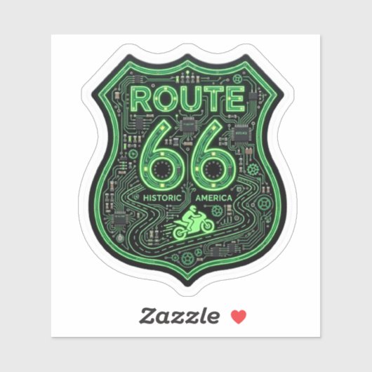 Route 66 Biker Sticker — Historische Amerikaanse W (Vel)