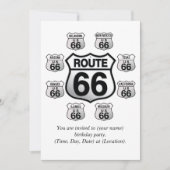 Route 66 Birthday-uitnodiging. Kaart (Voorkant)