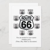 Route 66 Birthday-uitnodiging. Kaart (Voorkant / Achterkant)