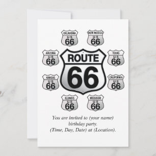 Route 66 Birthday-uitnodiging. Kaart