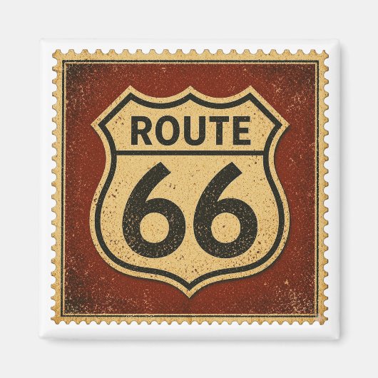 route 66 Bold Shield Vintage Garage Souvenir Magneet (Voorkant)