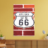 Route 66 bord op baksteen canvas afdruk (Insitu (Woonkamer))