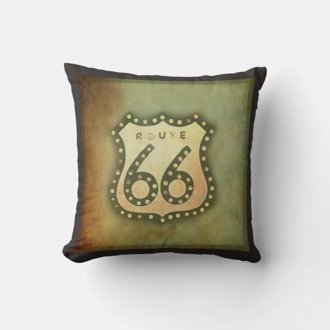 Route 66  bord shabby-stijl kussen (Voorkant)