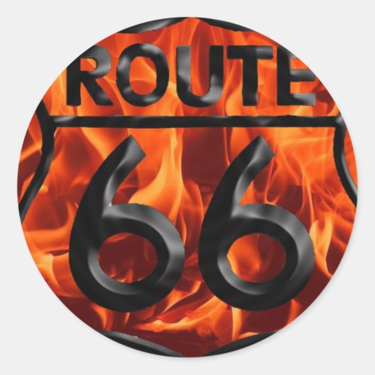 Route 66 Brand 1 Ronde Sticker (Voorkant)