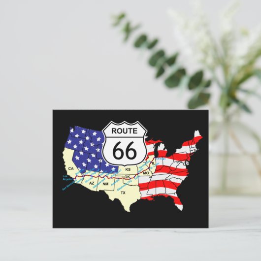 Route 66 briefkaart (Staand voorkant)