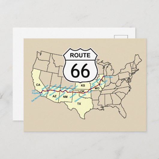 Route 66 briefkaart (Voorkant / Achterkant)