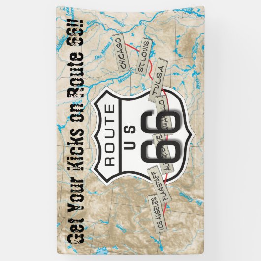 Route 66 buitenbanner spandoek (Verticaal)