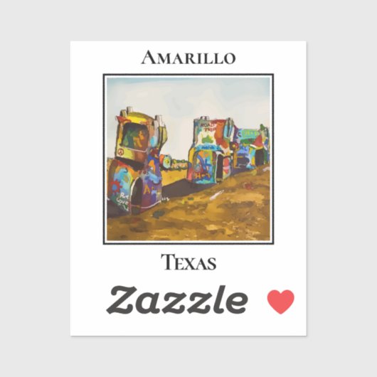 Route 66, Cadillac Ranch, Amarillo Texas Sticker (Vel)