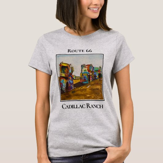 Route 66, Cadillac Ranch, Amarillo Texas T-shirt (Voorkant)