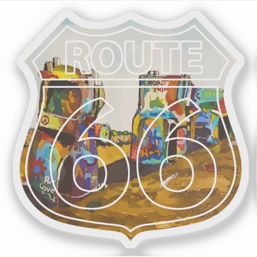 Route 66 Cadillac Ranch Sticker (Voorkant)