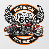 Route 66 Café Garage Gas Station Biker aanpassen Raamsticker (Vel)