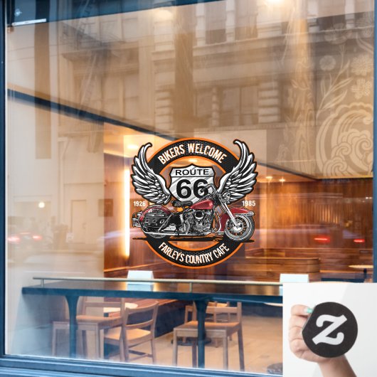 Route 66 Café Garage Gas Station Biker aanpassen Raamsticker (Cafe Raam)