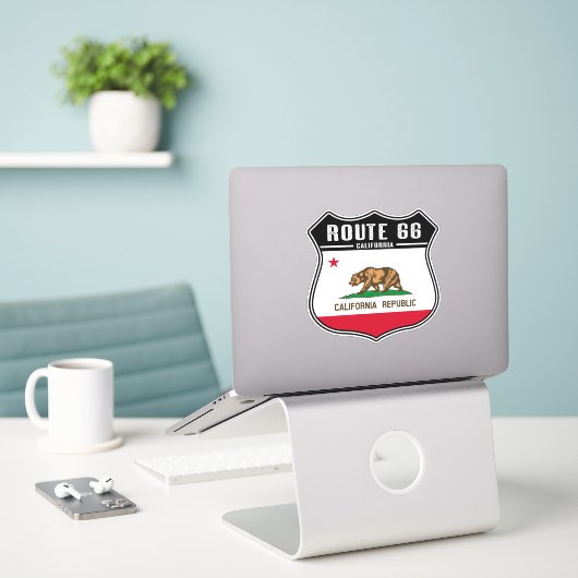 Route 66 California op maat gesneden vinyl Sticker (Laptop op bureau)
