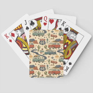 Route 66 Camper Van Road Trip Game Night Stijl Pokerkaarten