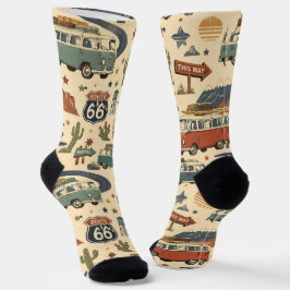 Route 66 Camper Van Roadtrip Americana Stijl Sokken