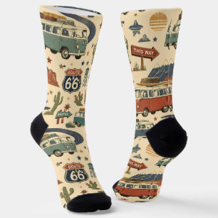 Route 66 Camper Van Roadtrip Americana Stijl Sokken