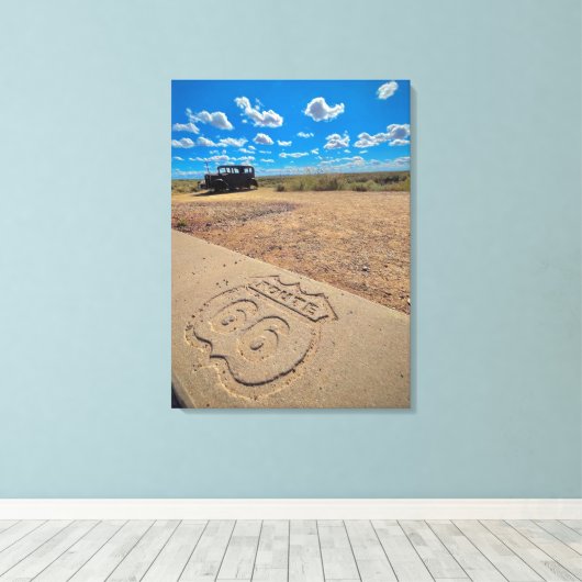 route 66 canvas afdruk (Insitu (Houten vloer))