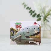 Route 66 Catoosa Blauwe Walvis Kerstmis Santa Hoed Briefkaart (Staand voorkant)