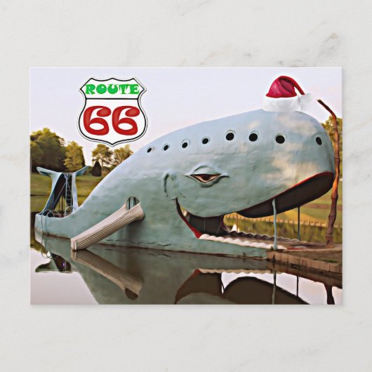 Route 66 Catoosa Blauwe Walvis Kerstmis Santa Hoed Briefkaart (Voorkant)