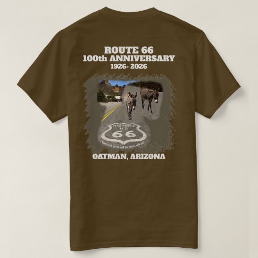 Route 66 Centennial Oatman Arizona Back  T-shirt (Design achterkant)