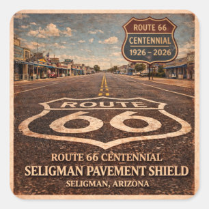 Route 66 Centennial Seligman Verharding Vista Vierkante Sticker