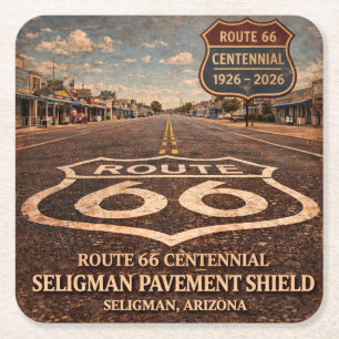 Route 66 Centennial Seligman Verhardings Erfgoed Kartonnen Onderzetters
