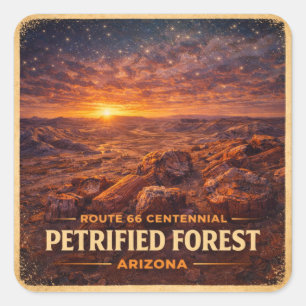 Route 66 Centennial Versteend bos landschap Vierkante Sticker
