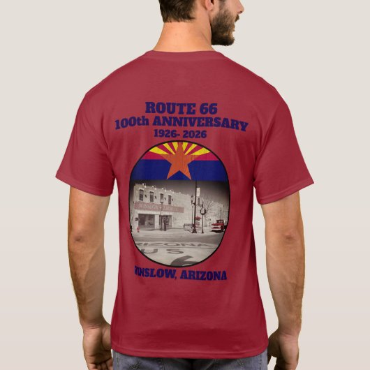 Route 66 Centennial Winslow Arizona Back  T-shirt (Achterkant)
