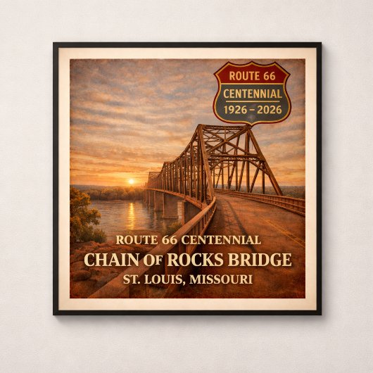 Route 66 Chain of Rocks Bridge Poster