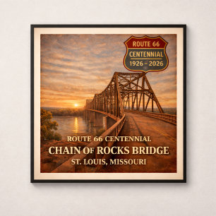Route 66 Chain of Rocks Brug Poster