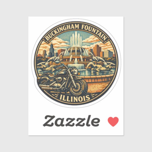 Route 66 Chicago Buckingham Fontein Briefpapier Sticker (Vel)
