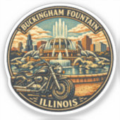 Route 66 Chicago Buckingham Fontein Briefpapier Sticker (Voorkant)