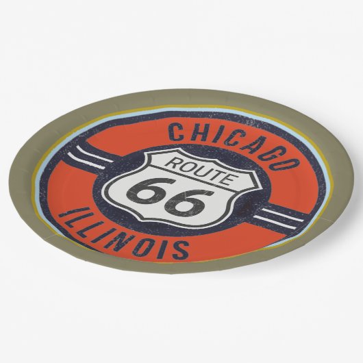 ROUTE 66 CHICAGO - Papieren Borden Papieren Bordje (Gekanteld)