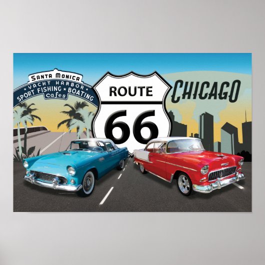 Route 66, Chicago to Santa Monica Poster (Voorkant)