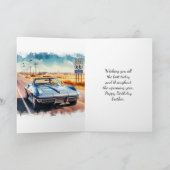 Route 66 Classic Car Happy Birthday Brother Kaart (Binnen)