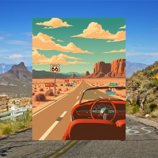 Route 66 Classic Road Trip  Briefkaart
