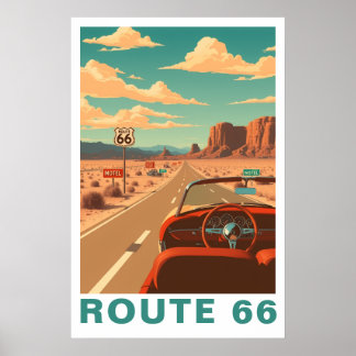 Route 66 Classic Road Trip Travel Art Poster
