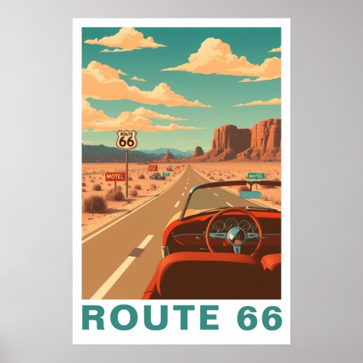 Route 66 Classic Road Trip Travel Art Poster (Voorkant)