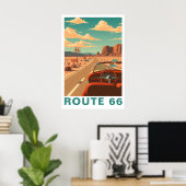 Route 66 Classic Road Trip Travel Art Poster (Thuiskantoor)