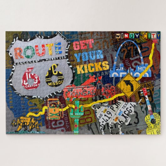 Route 66 Collage License Bord Art Legpuzzel (Horizontaal)