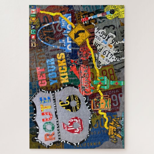 Route 66 Collage License Bord Art Legpuzzel (Verticaal)